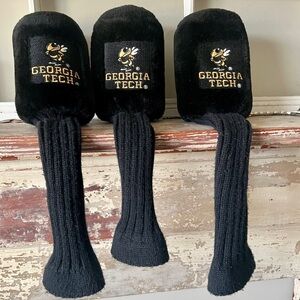 Set of 3 GA TECH Golf Club Sock Style Head Covers in Black/Gold